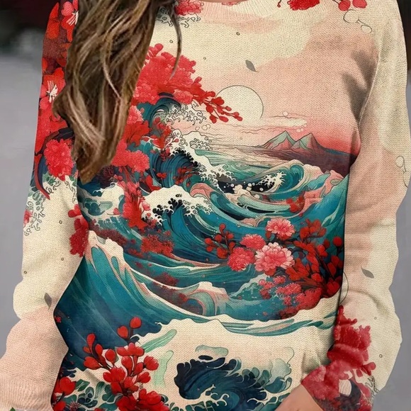 Wave and Cherry Blossom sweater - Picture 7 of 7